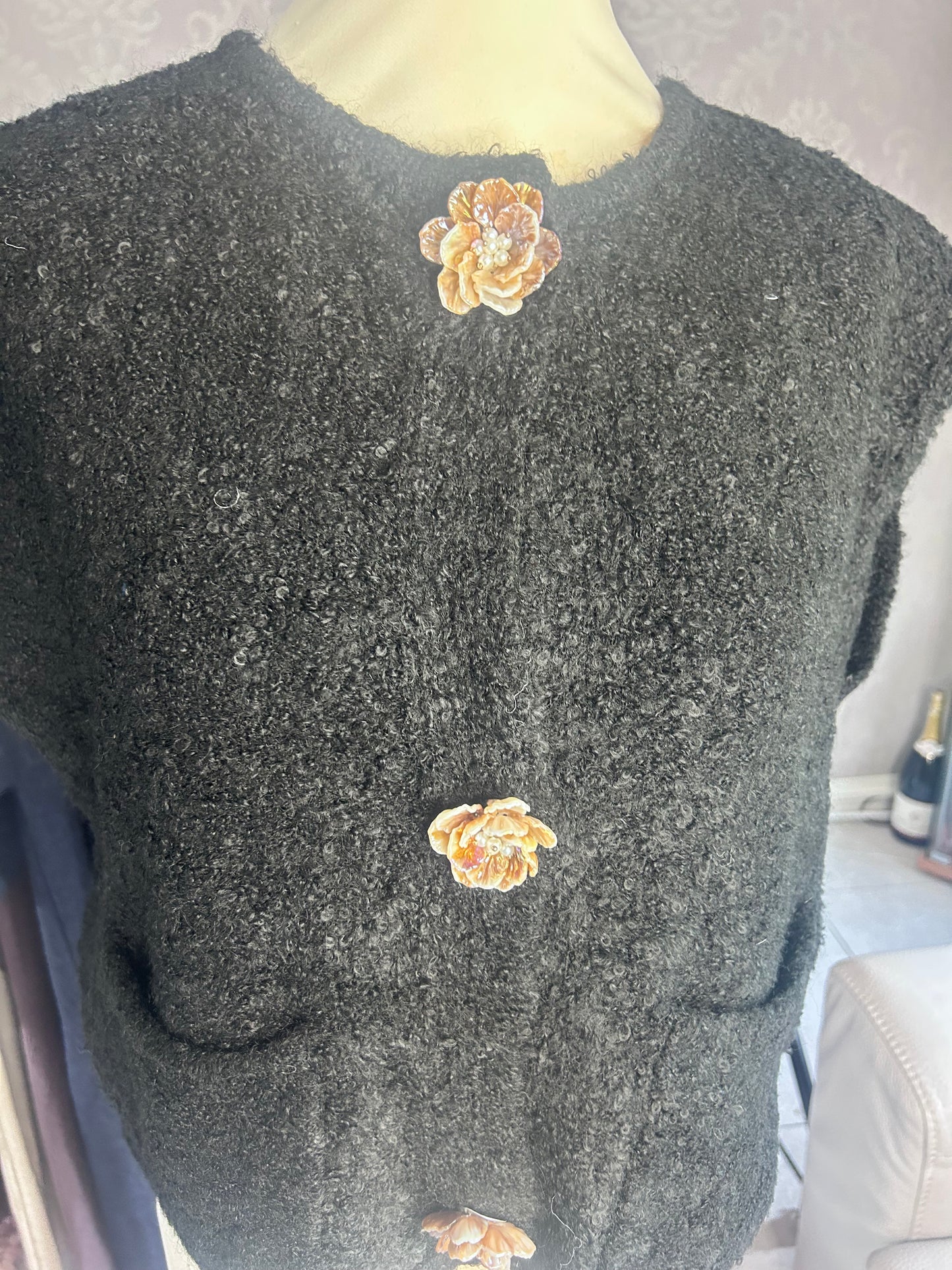 Flower button waistcoat