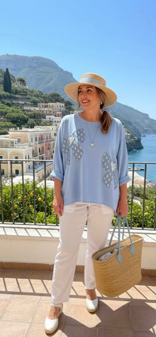 Sequin Bow patch Top Emma