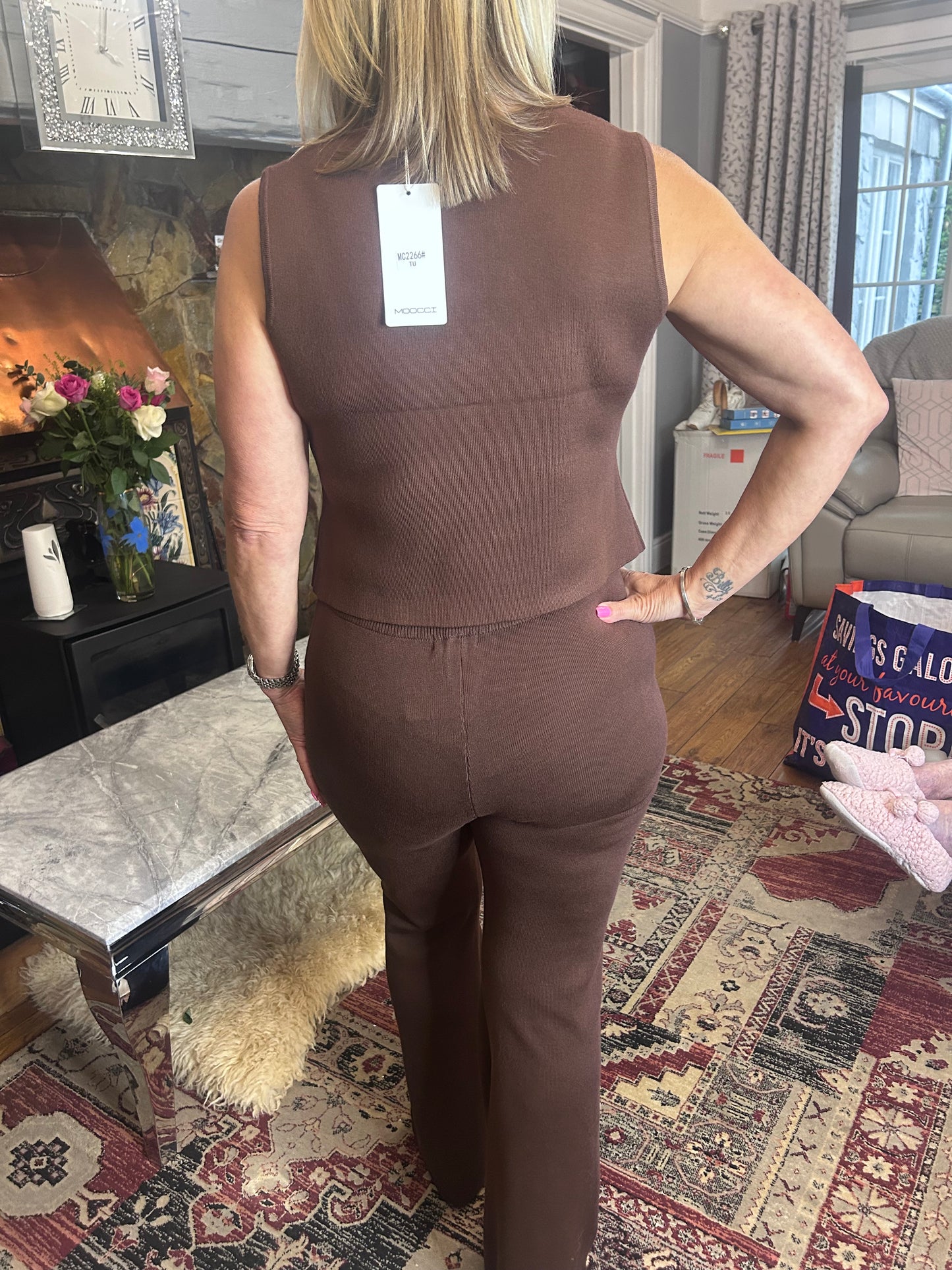 Ribbed button waistcoat suit