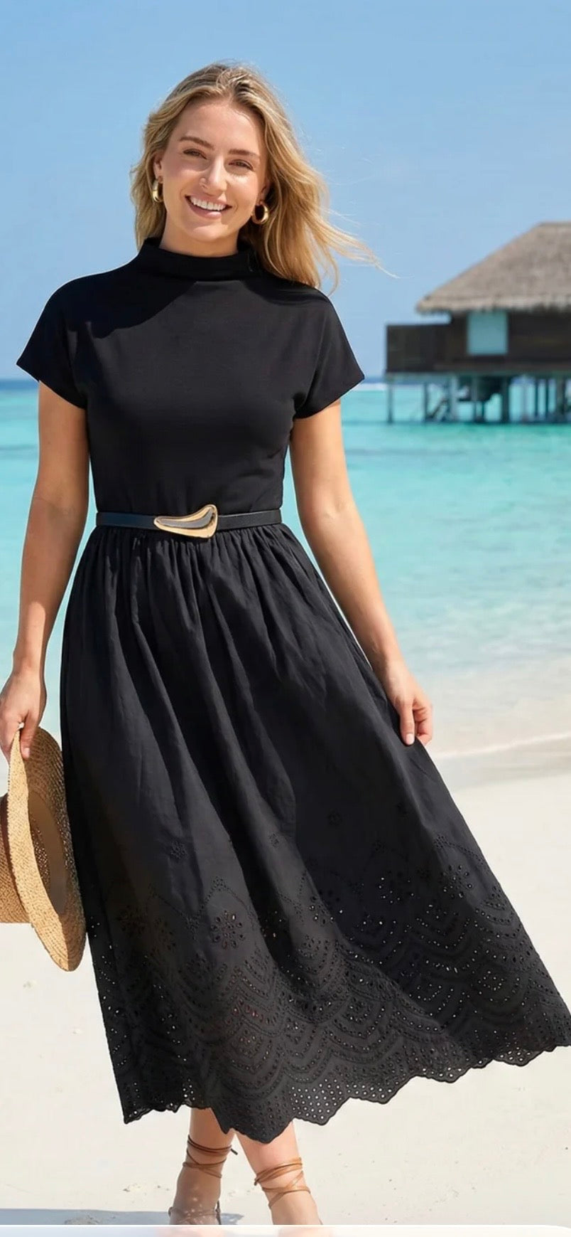 Eliza Embroidered belted dress