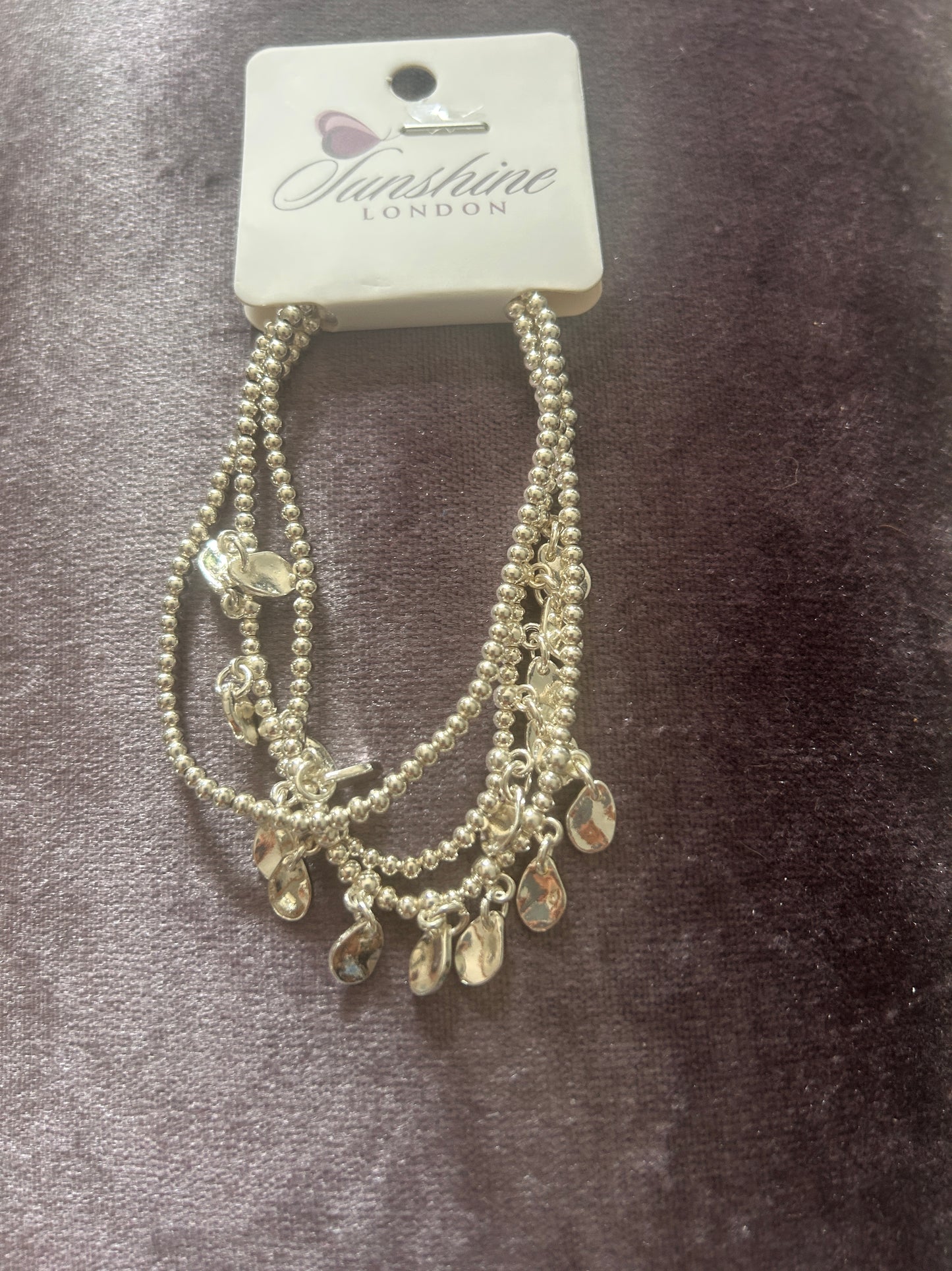 Silver & Gold Beaded Charm Bracelet Stack — Set of 3