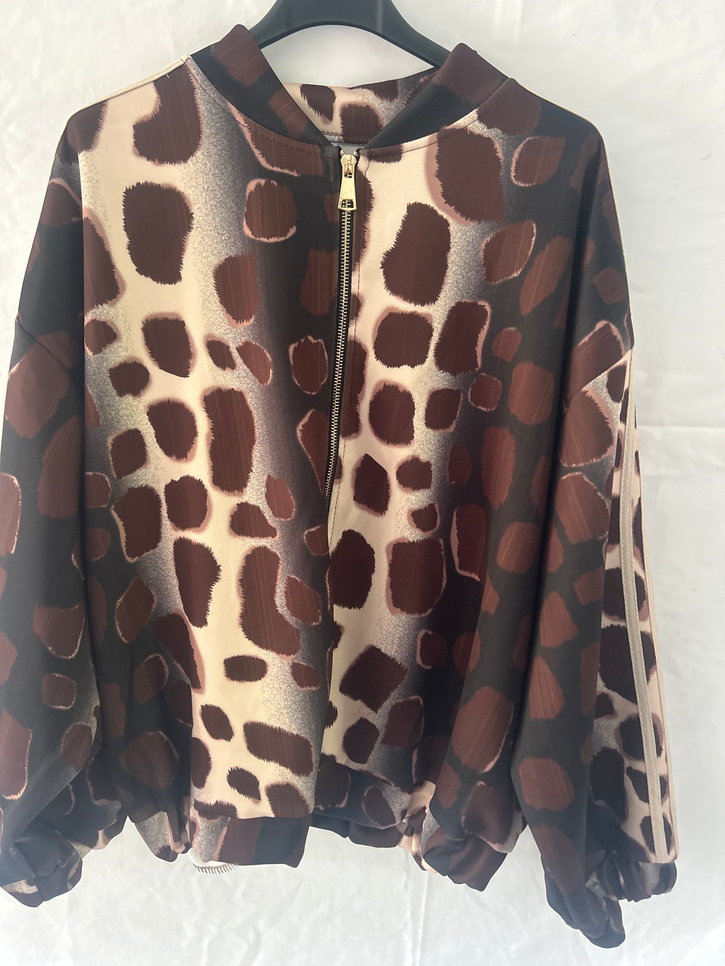 Leopard Print High Neck Bomber