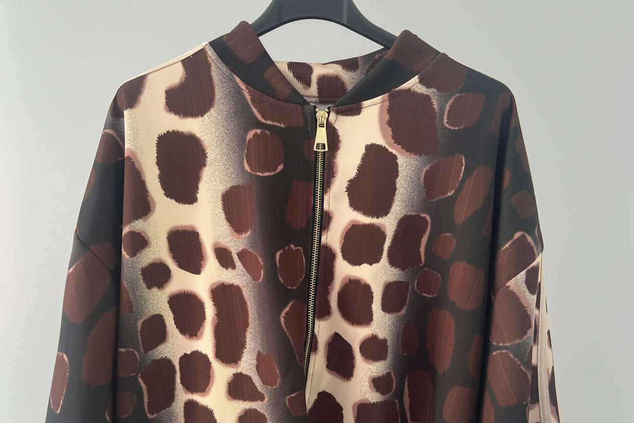 Leopard Print High Neck Bomber