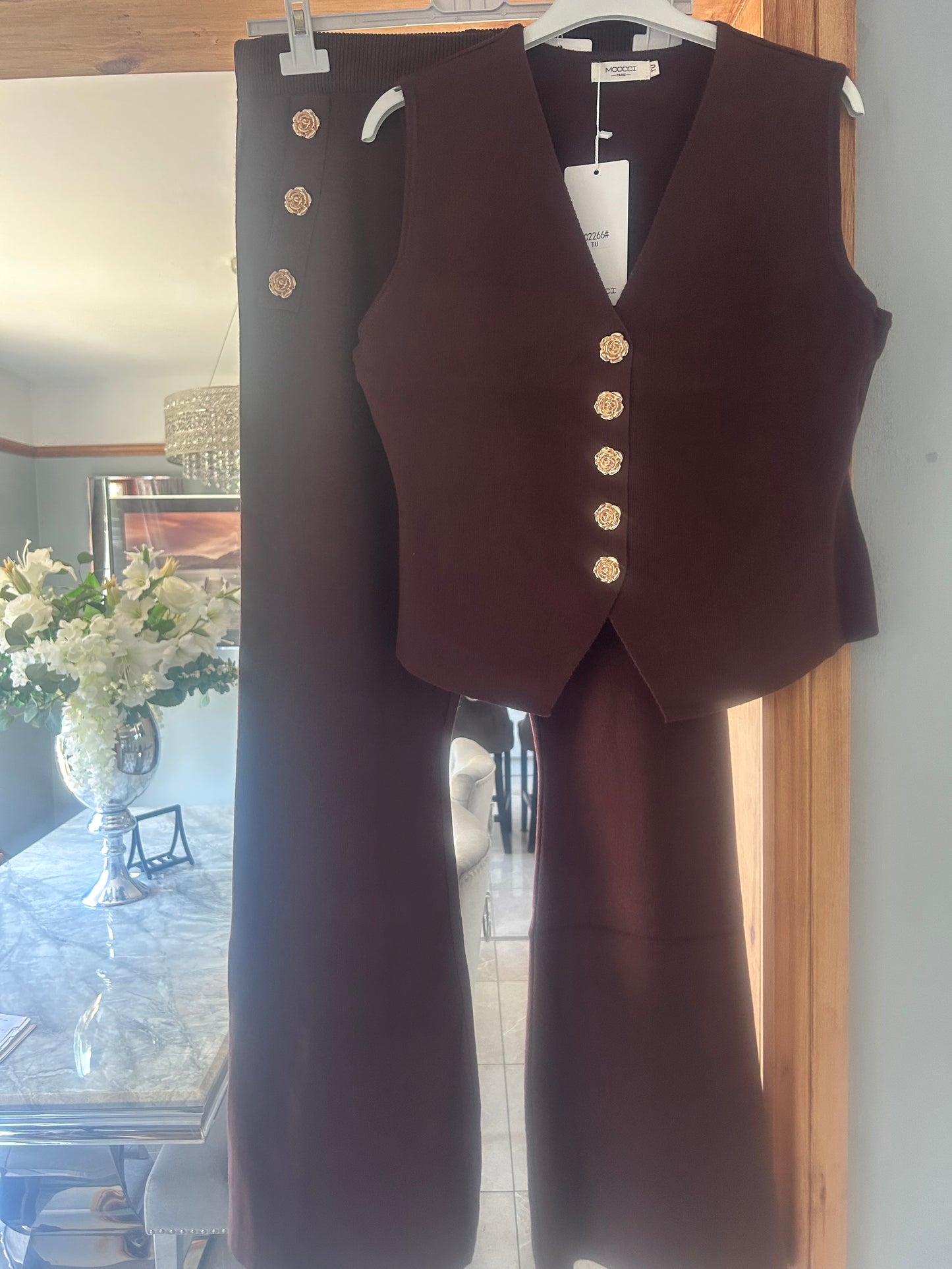Ribbed button waistcoat suit