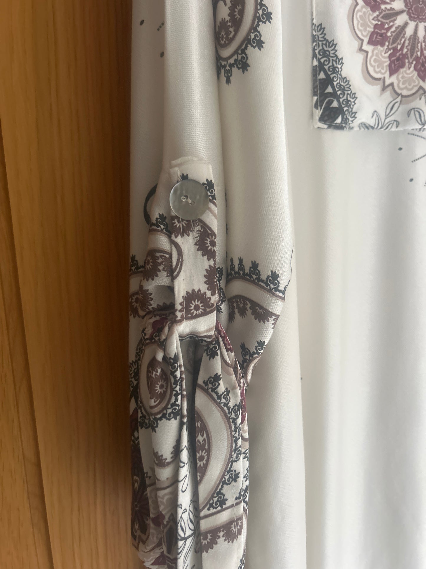 Satin print shirt dress