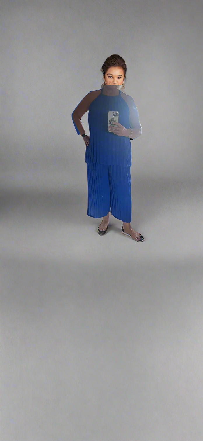 Pleated culottes suit