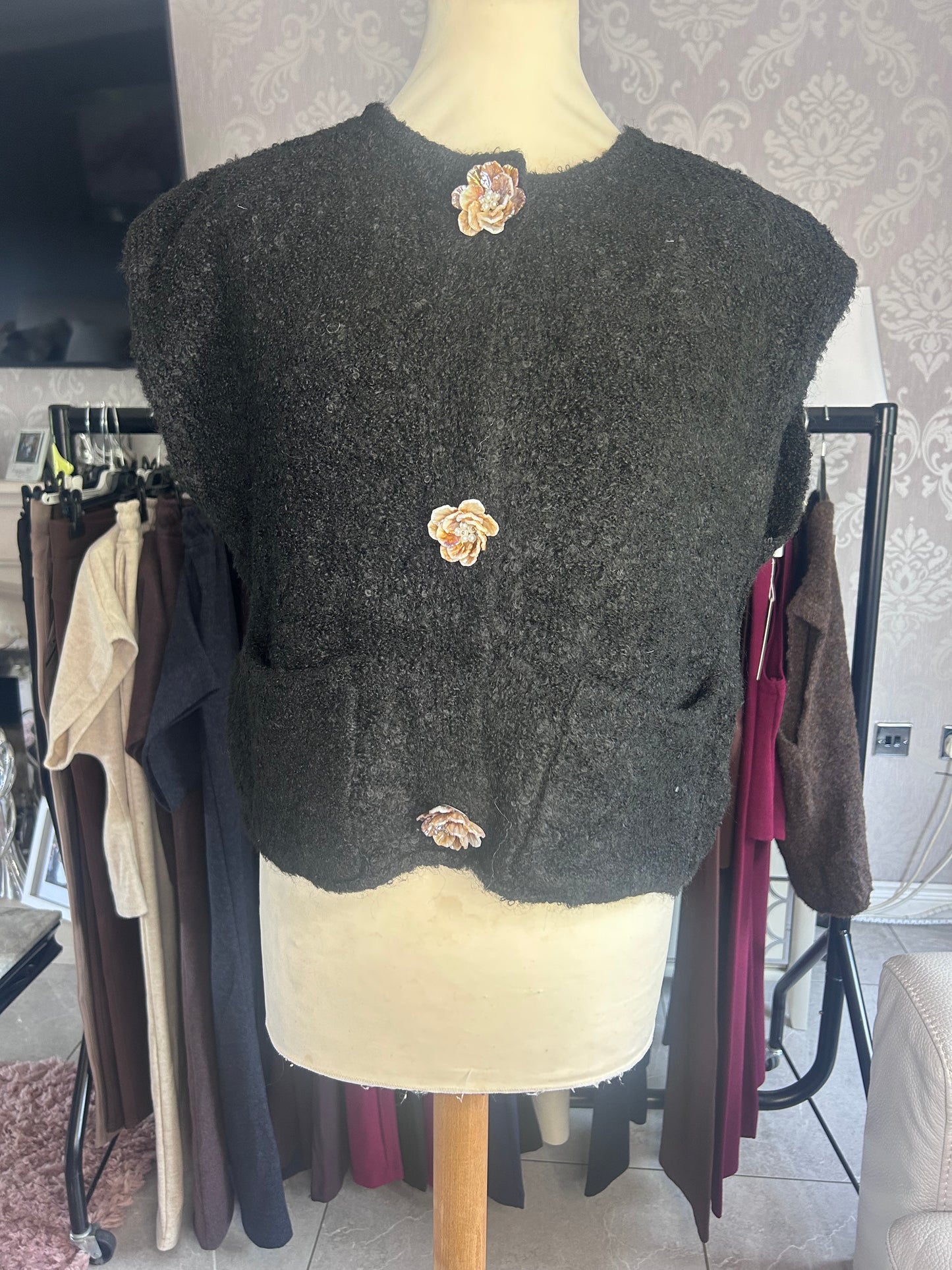 Flower button waistcoat