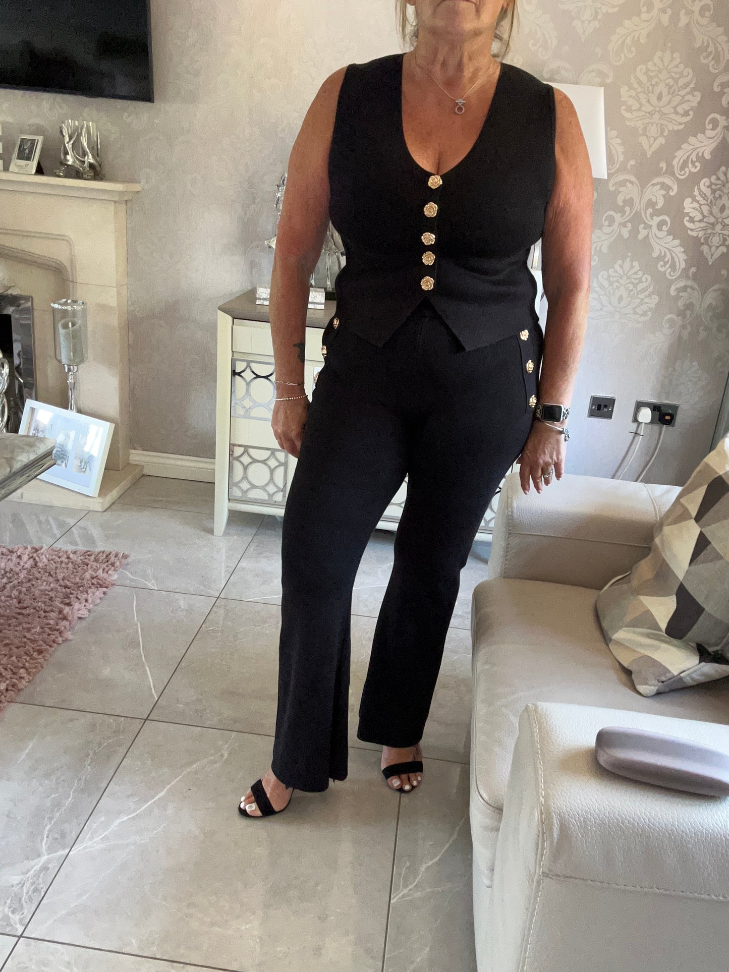 Ribbed button waistcoat suit