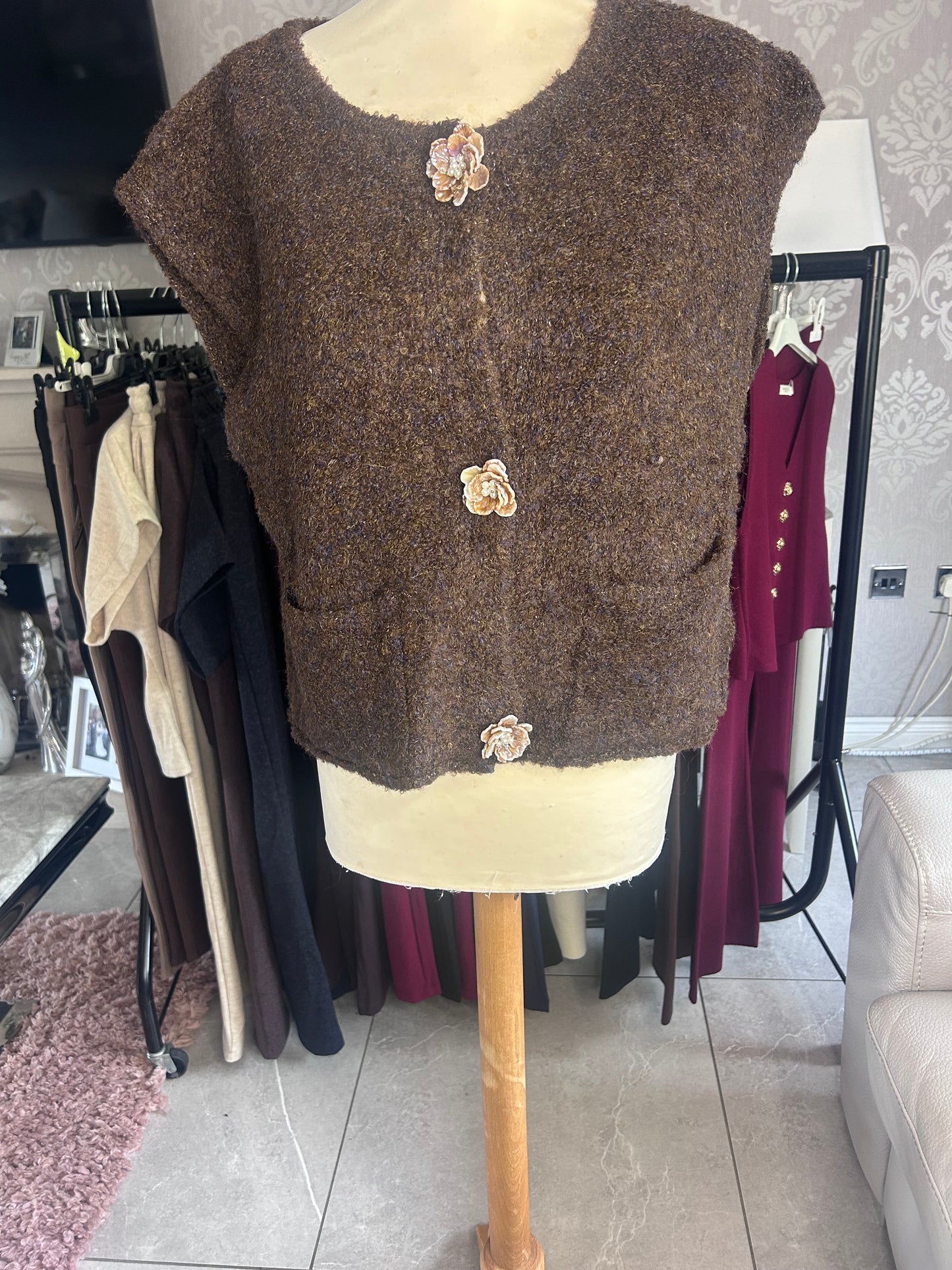 Flower button waistcoat
