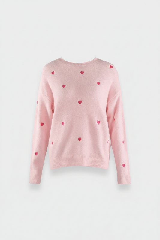 Floral Luxe Jumper - Heart Patch Fluffy Knit