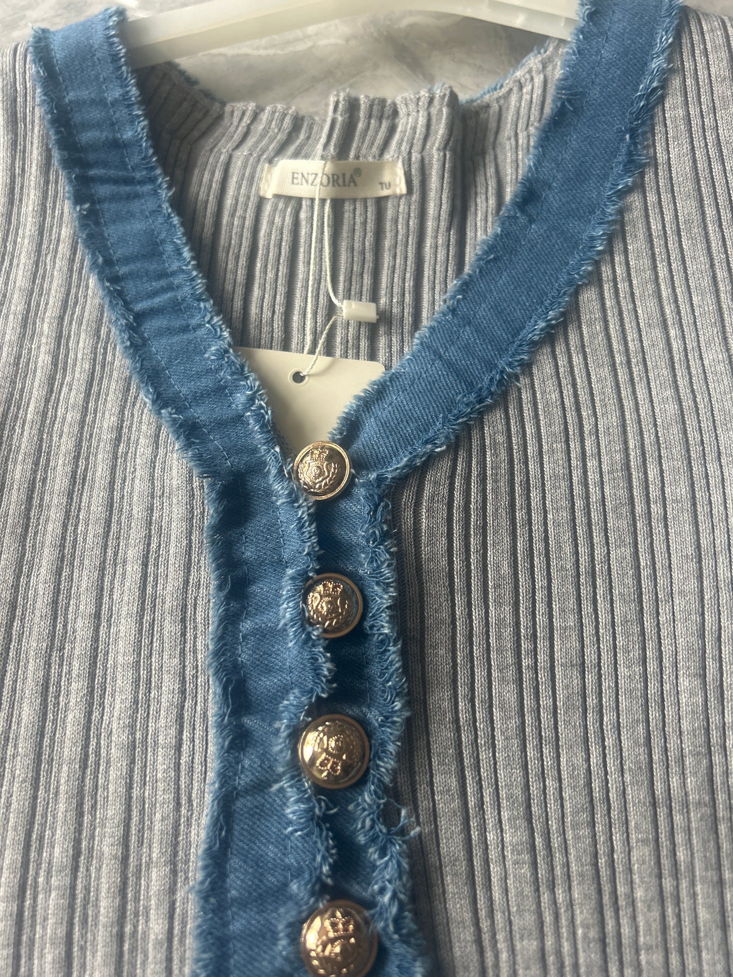Knitted Denim Button Dress
