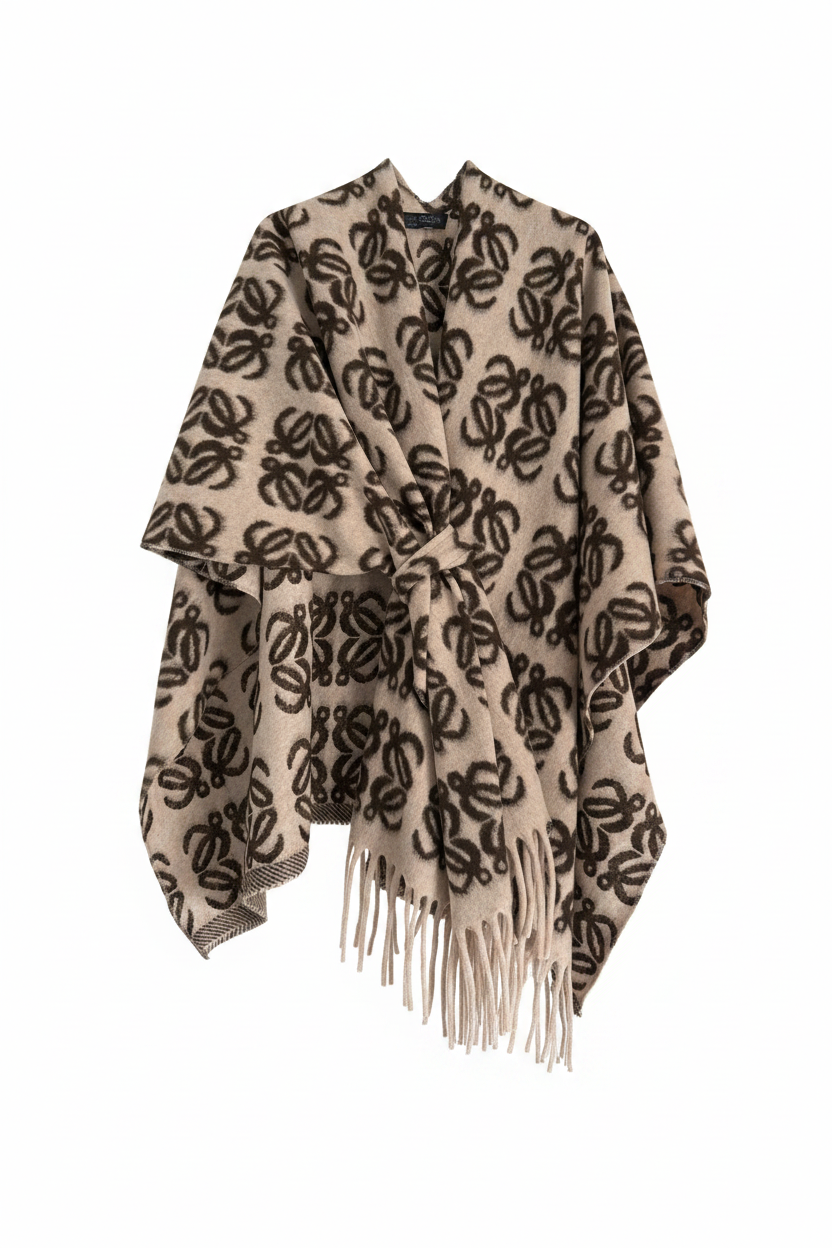 Bold print poncho wrap
