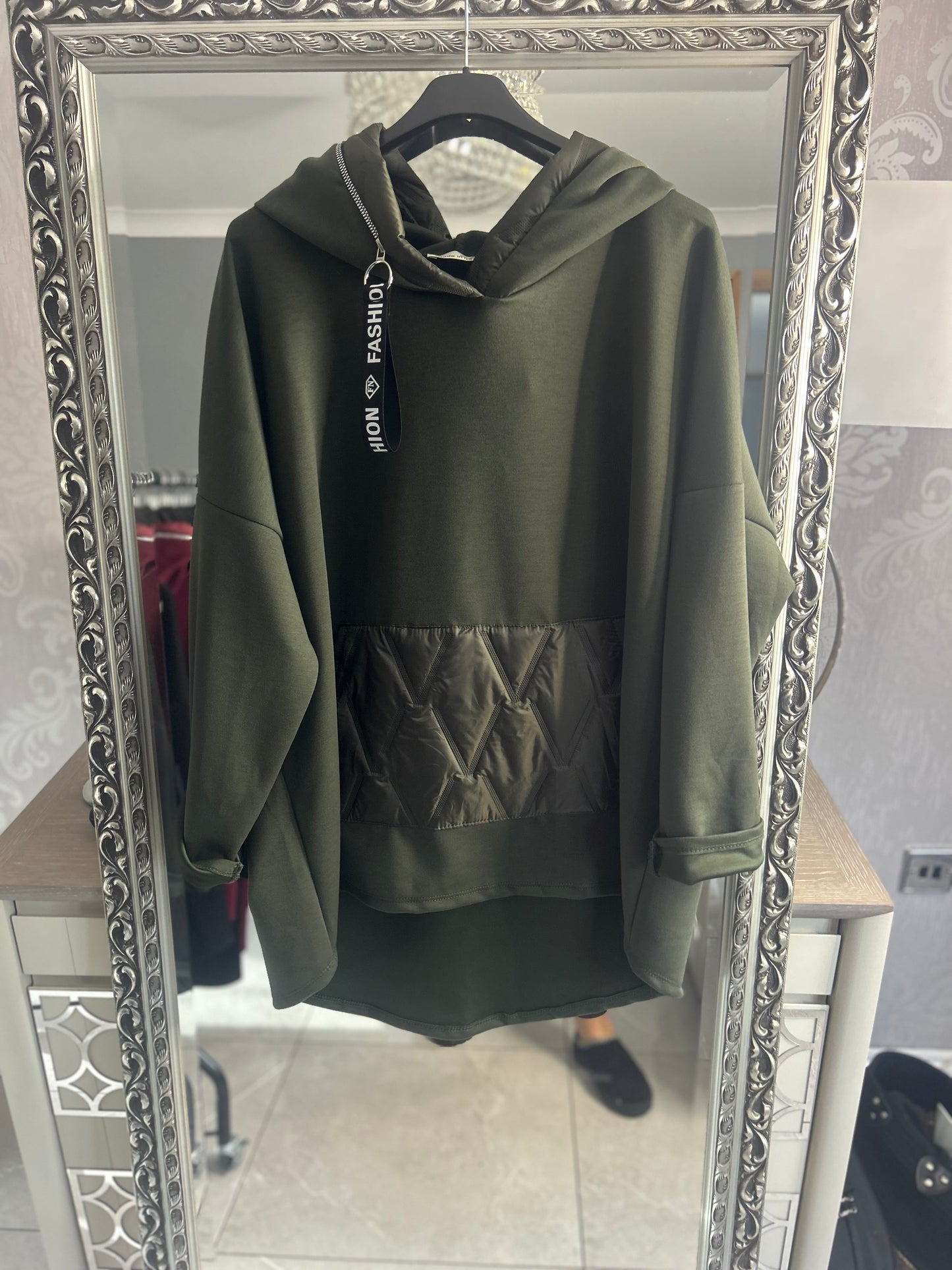 Abbie Italian Scuba Hooded Top - One Size Fits Up to 22