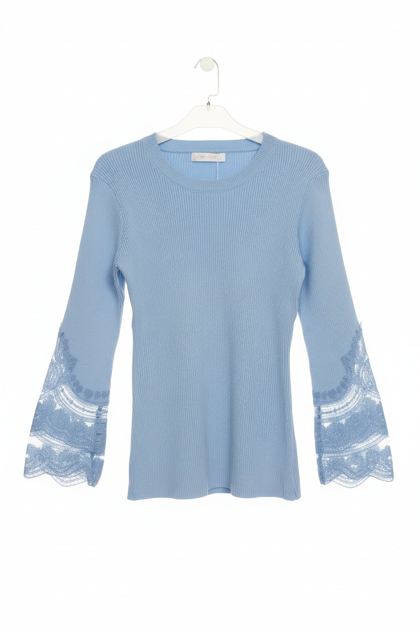 Lorene Lace Sleeve Ribbed Top