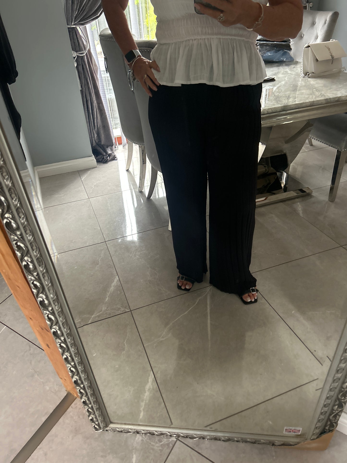 Nina Plissé Wide Leg Trousers