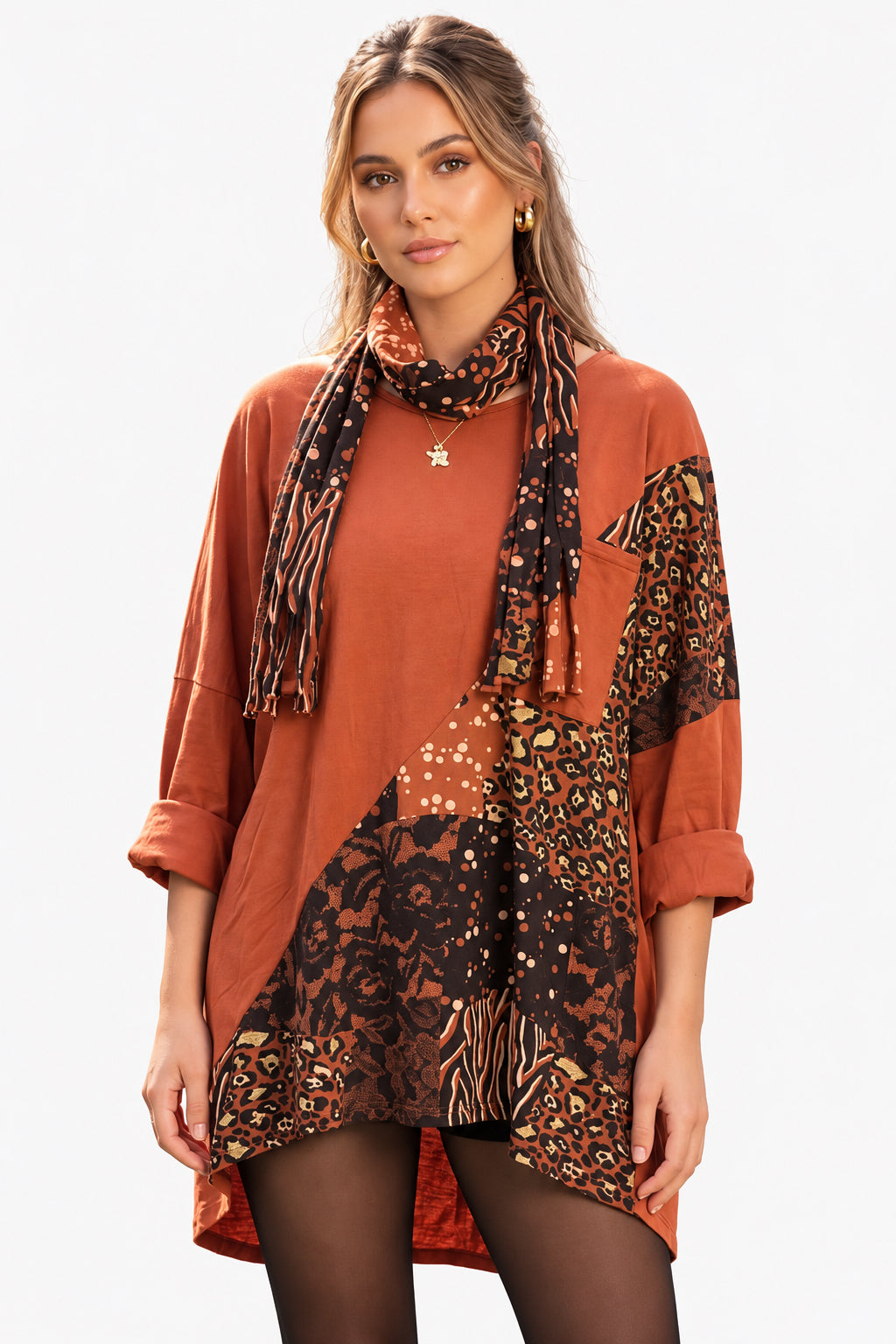 Tilly Animal Patchwork Scarf Top