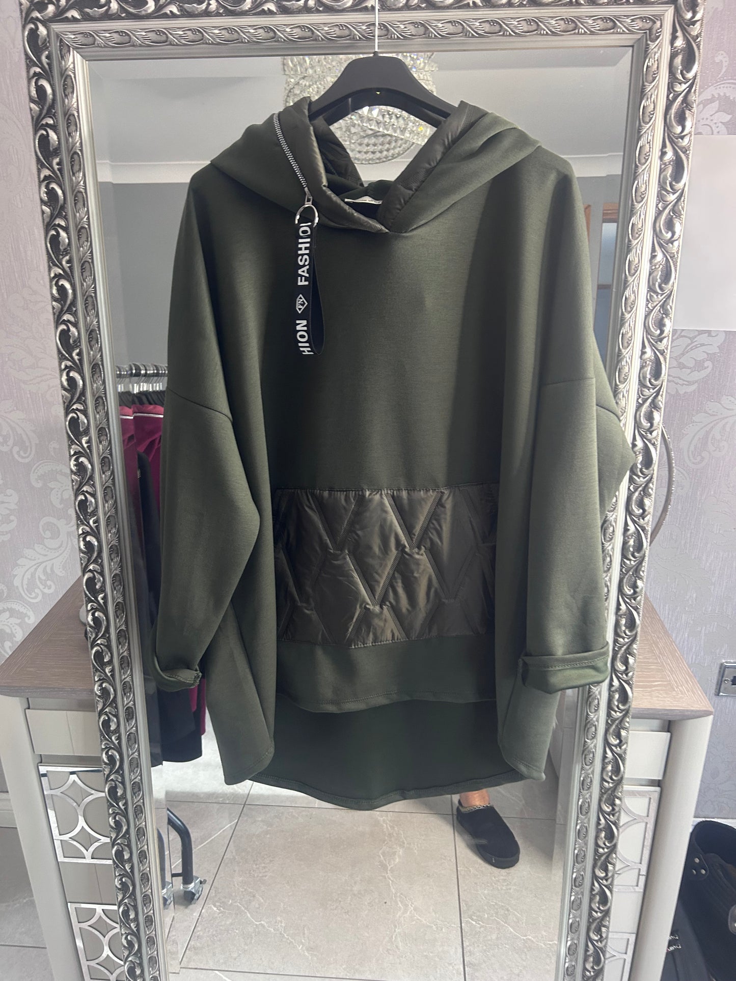 Abbie Italian Scuba Hooded Top - One Size Fits Up to 22