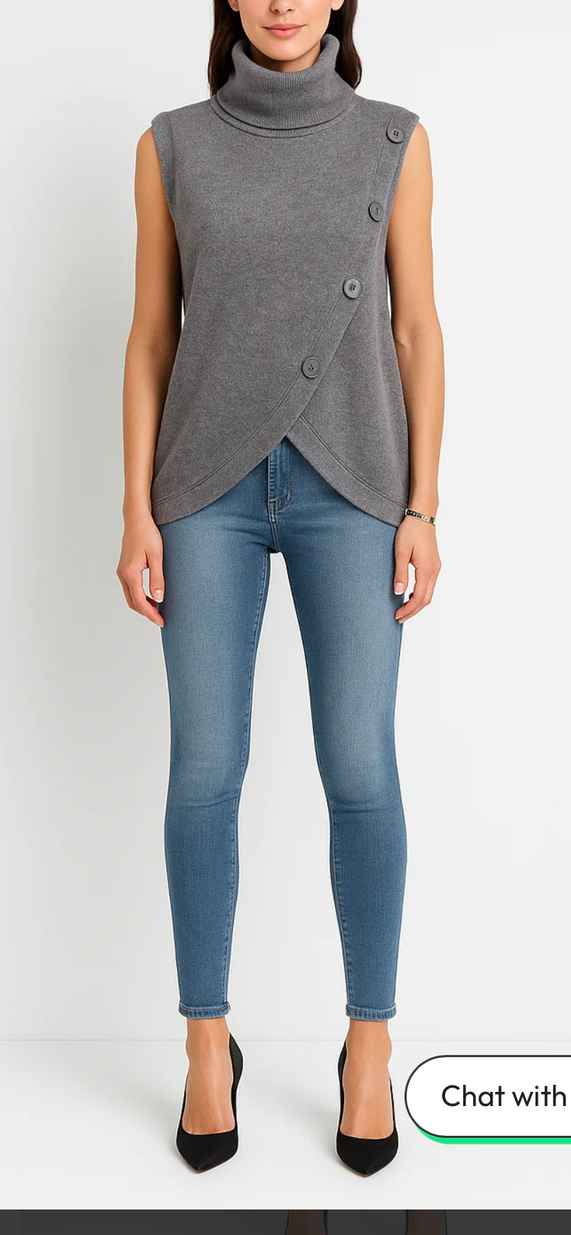 Wrapover Button Roll Neck