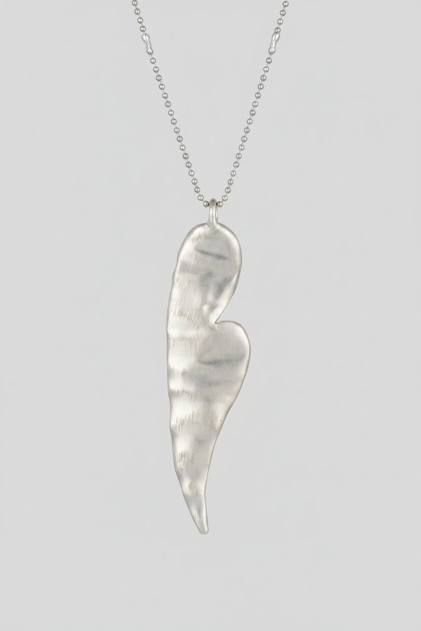 Double Elongated Shell Pendant Silver Ball Chain Necklace