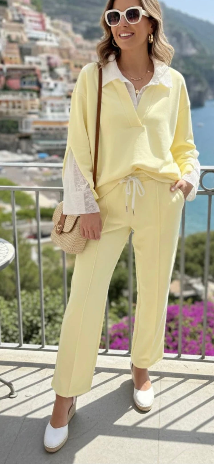 Shirt Lounge Suit - Wide Leg Two-Piece Set with Working Buttons Abbie