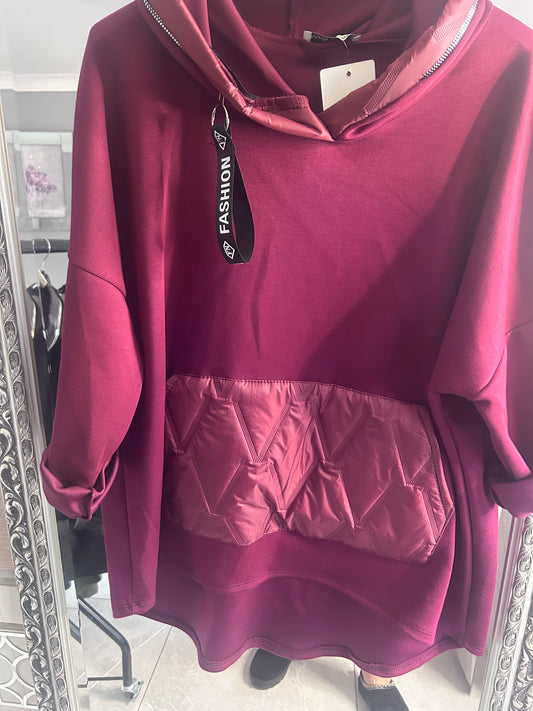 Abbie Italian Scuba Hooded Top - One Size Fits Up to 22