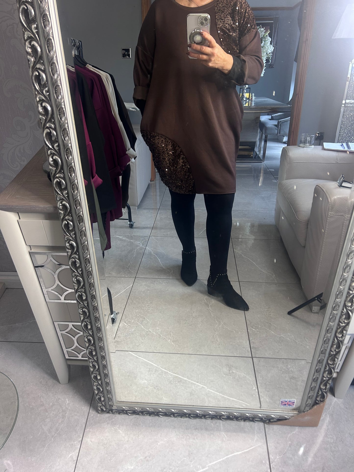 Sassy Sequin Sweater Dress - Italian Made Festive Party Dress