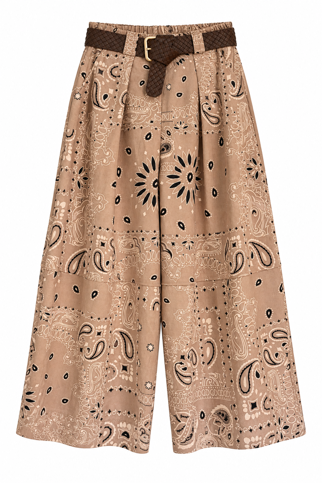 Paisley suede effect crop trouser