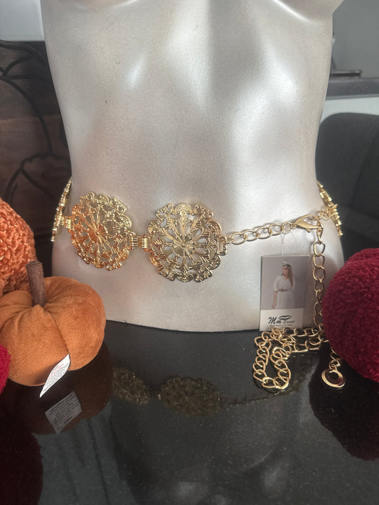 Round metal chain belt