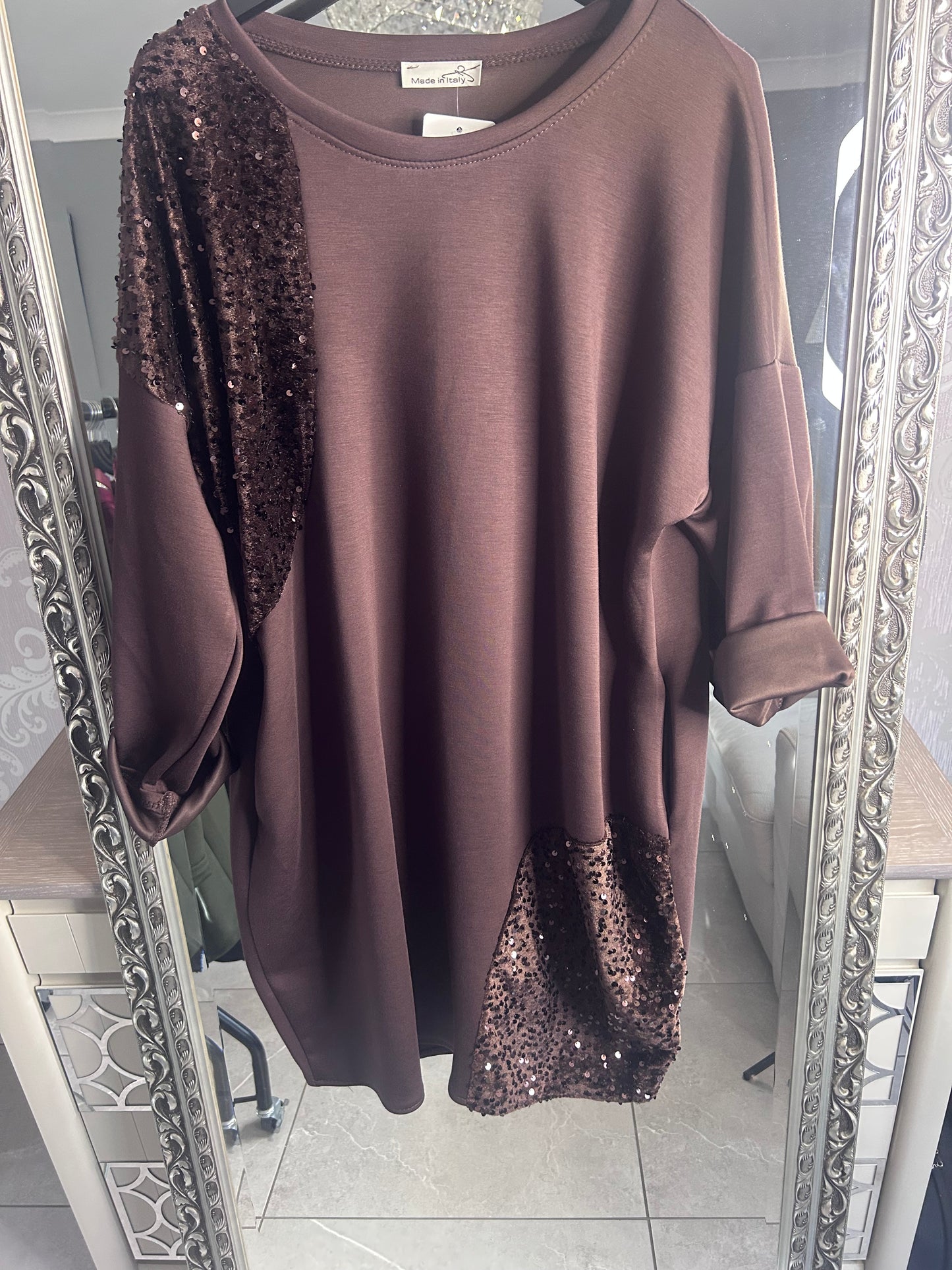 Sassy Sequin Sweater Dress - Italian Made Festive Party Dress