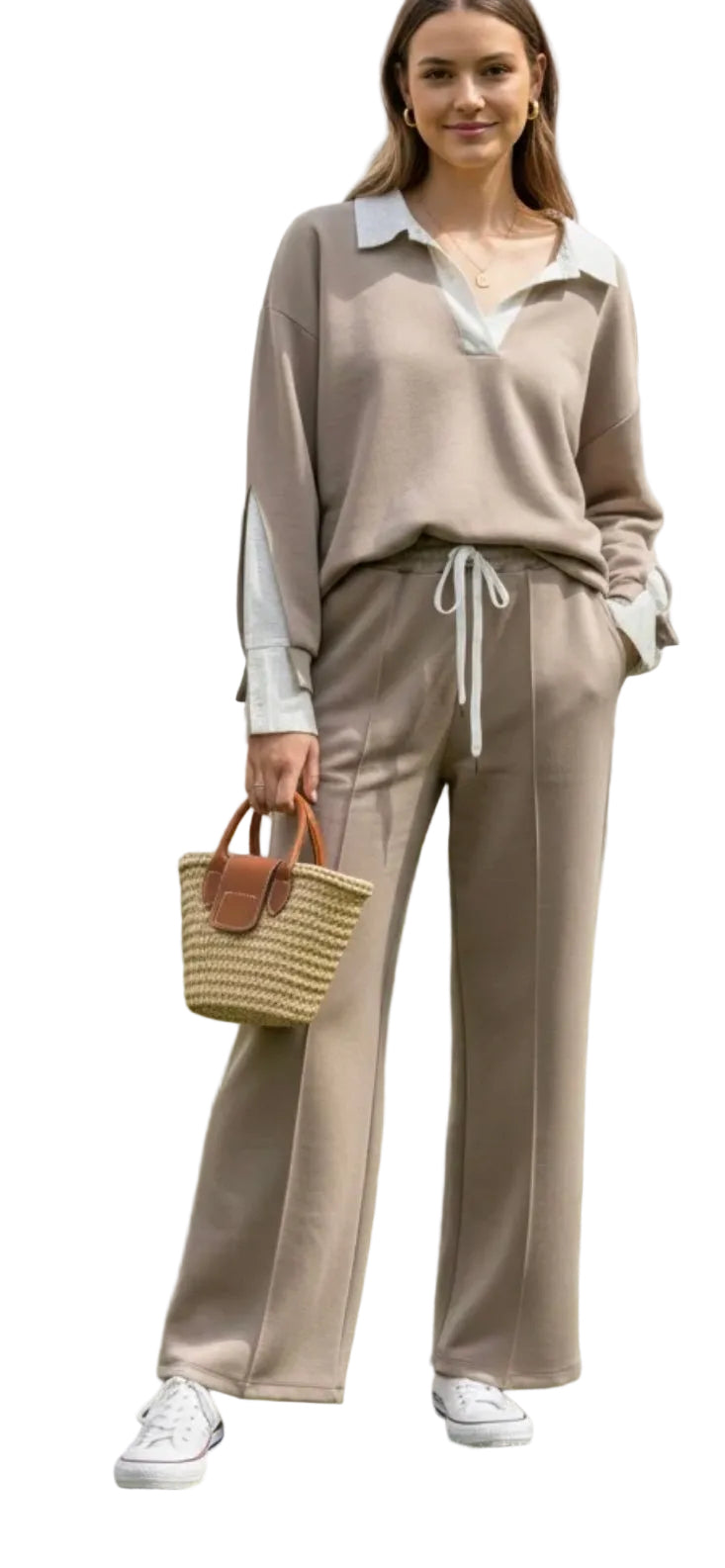 Shirt Lounge Suit - Wide Leg Two-Piece Set with Working Buttons Abbie