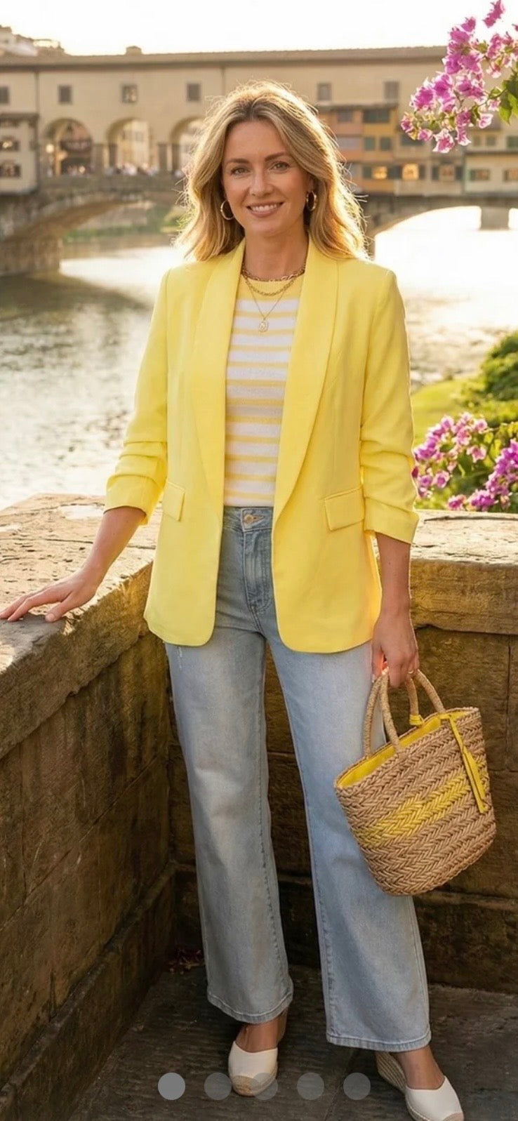 Lulu Rushed 3/4 Sleeve Blazer