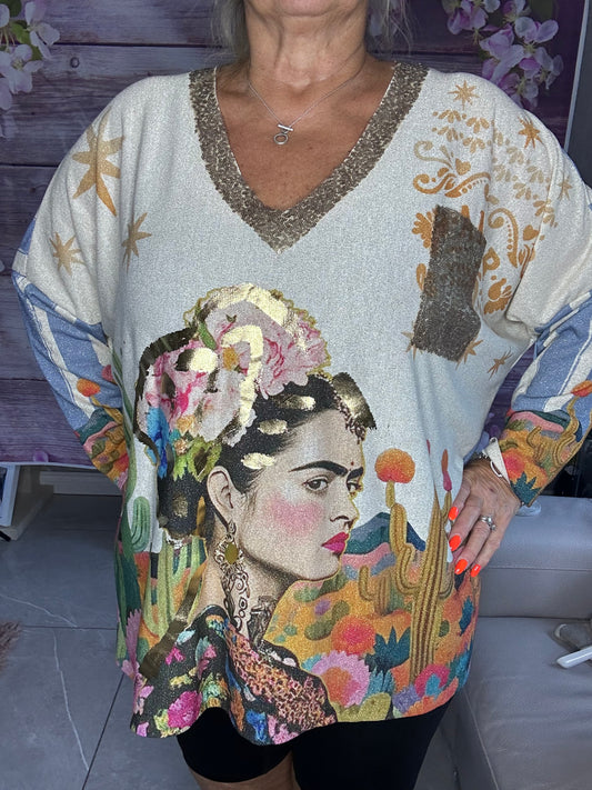 Lurex V Neck lady La Mera Mera top