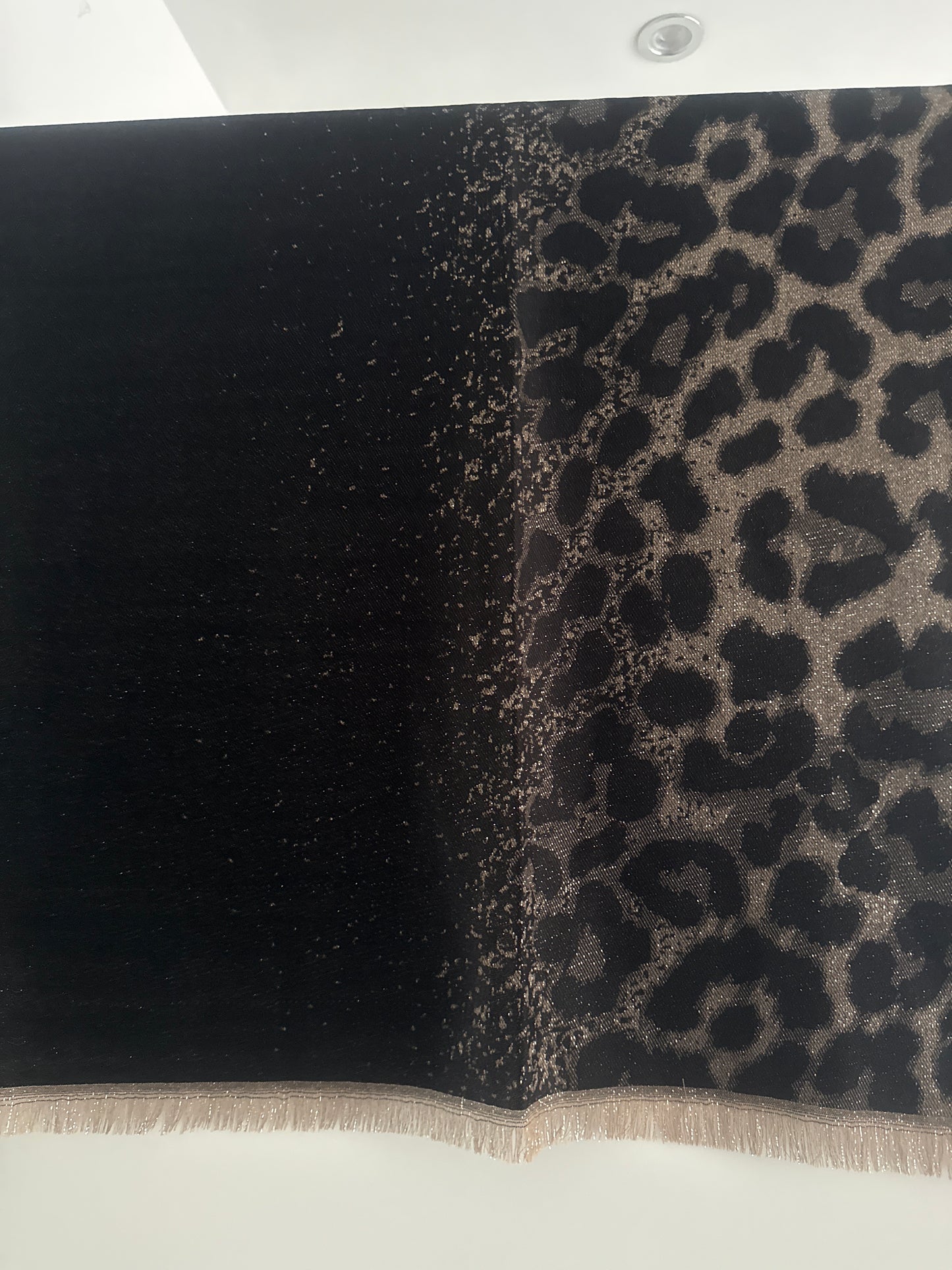 Sparkle ombré effect animal print scarf