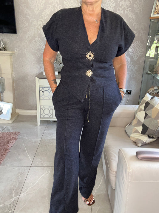 Sun / Moon button waistcoat  suit