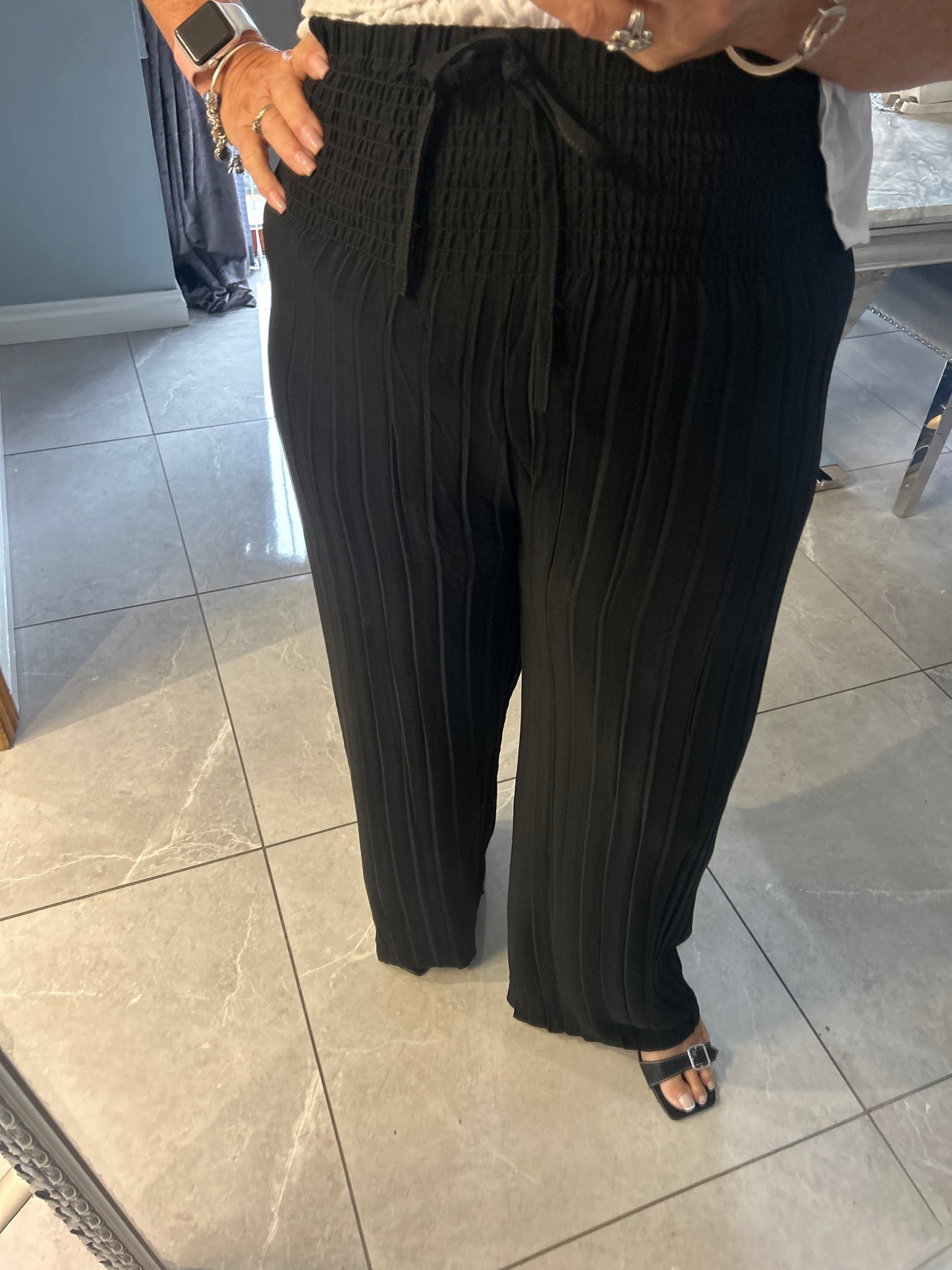 Nina Plissé Wide Leg Trousers