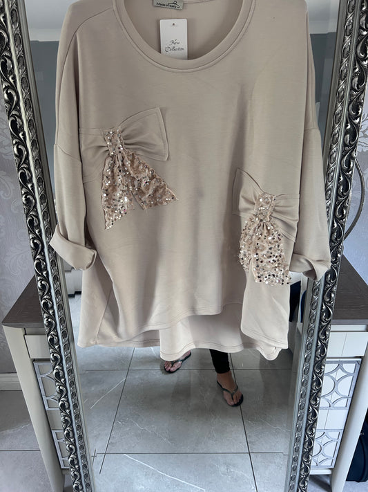 Beau Detail Scuba Top - Cream High-Low sweater