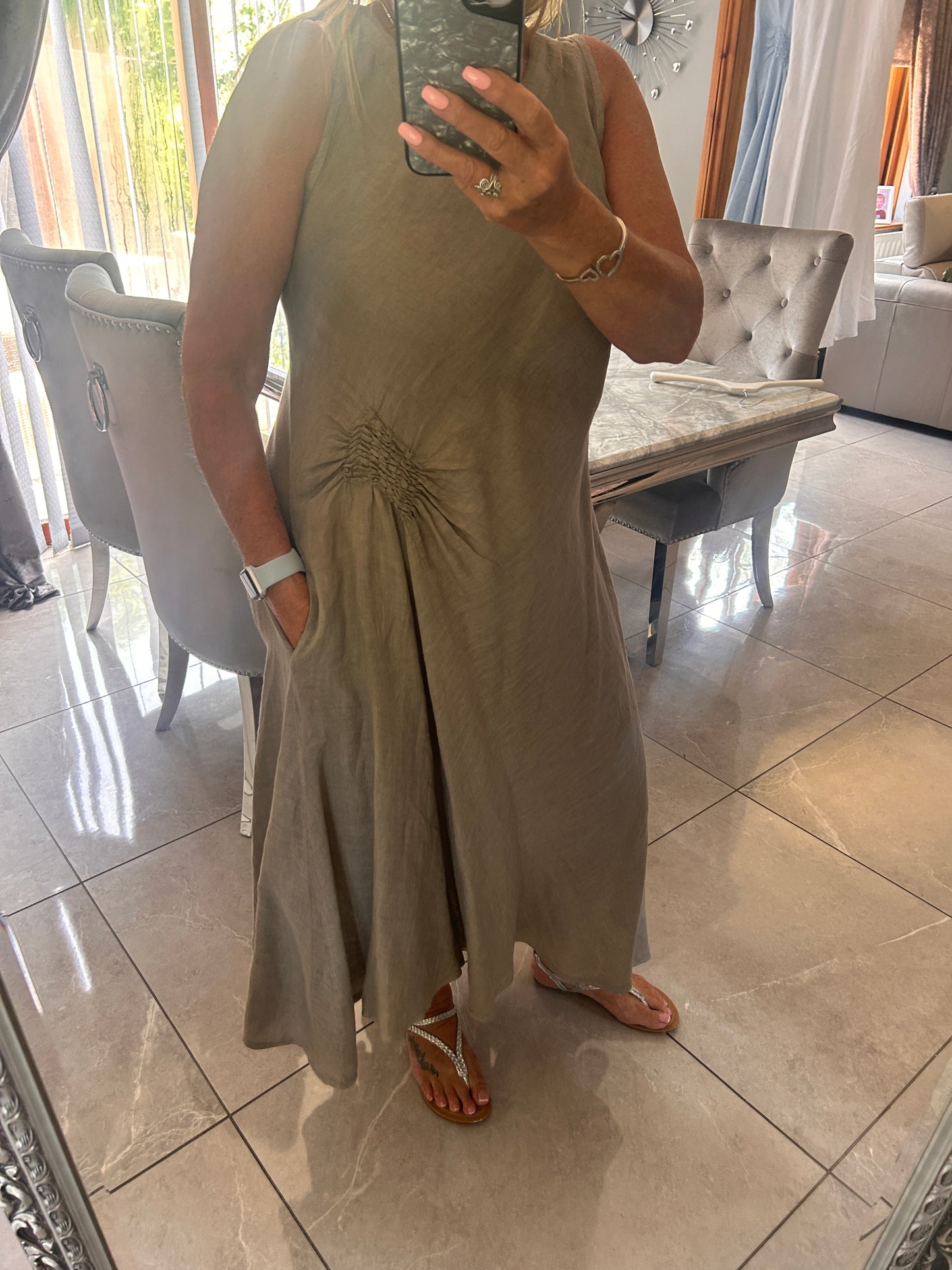Zia asymmetrical linen dress