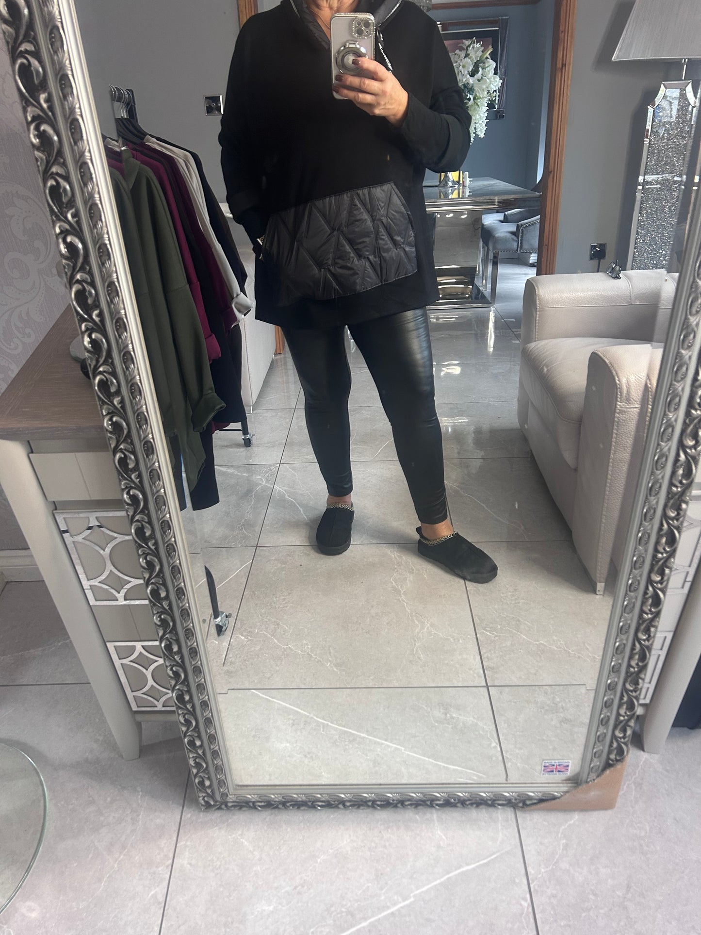 Abbie Italian Scuba Hooded Top - One Size Fits Up to 22