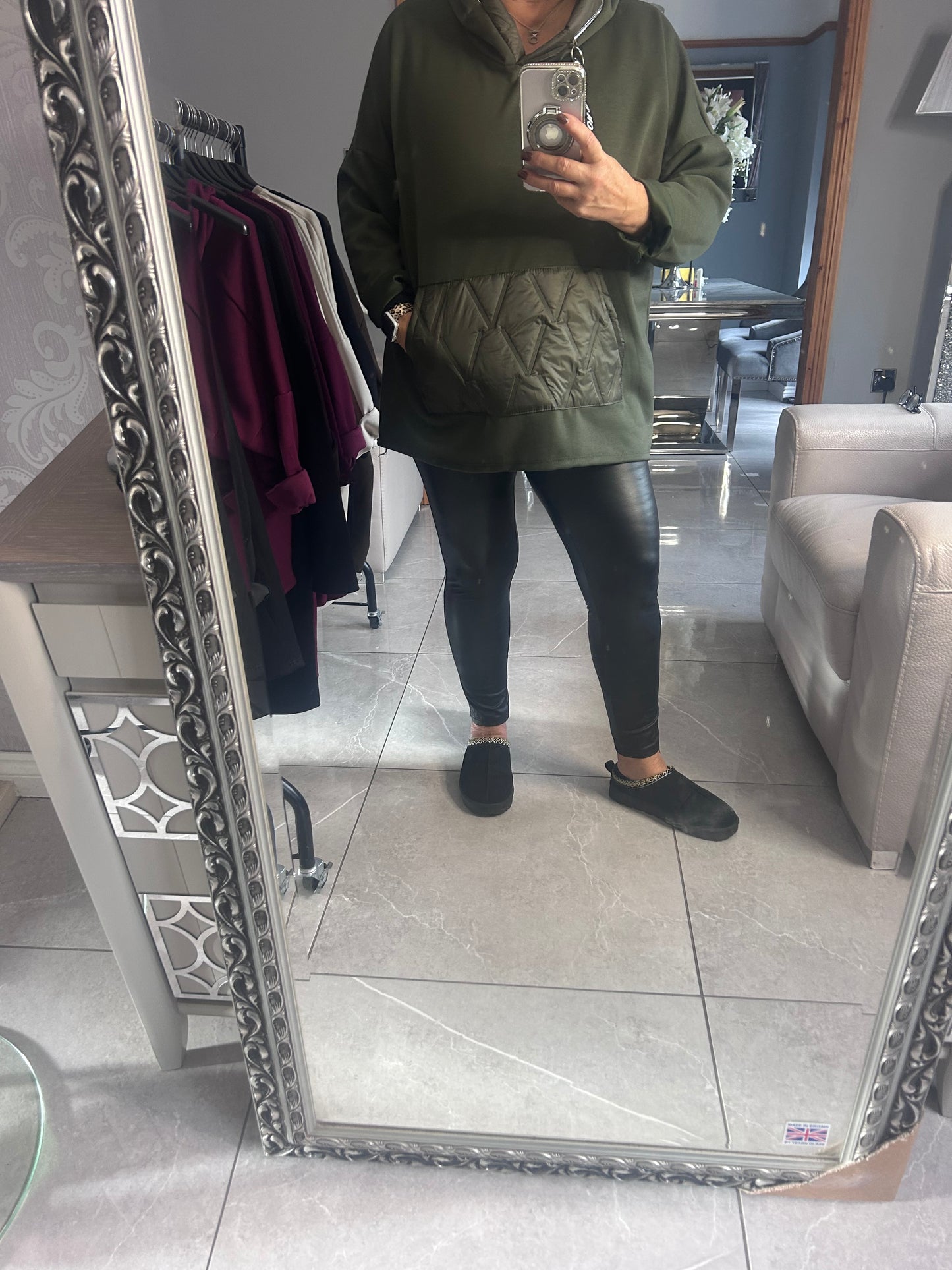 Abbie Italian Scuba Hooded Top - One Size Fits Up to 22