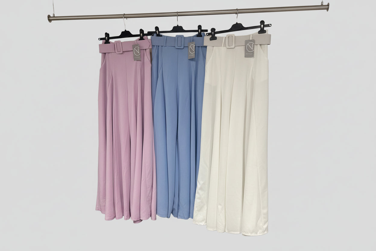 Belted wide leg trousers
