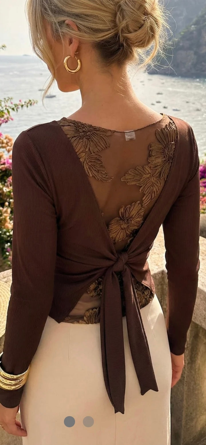 Lace twist back top