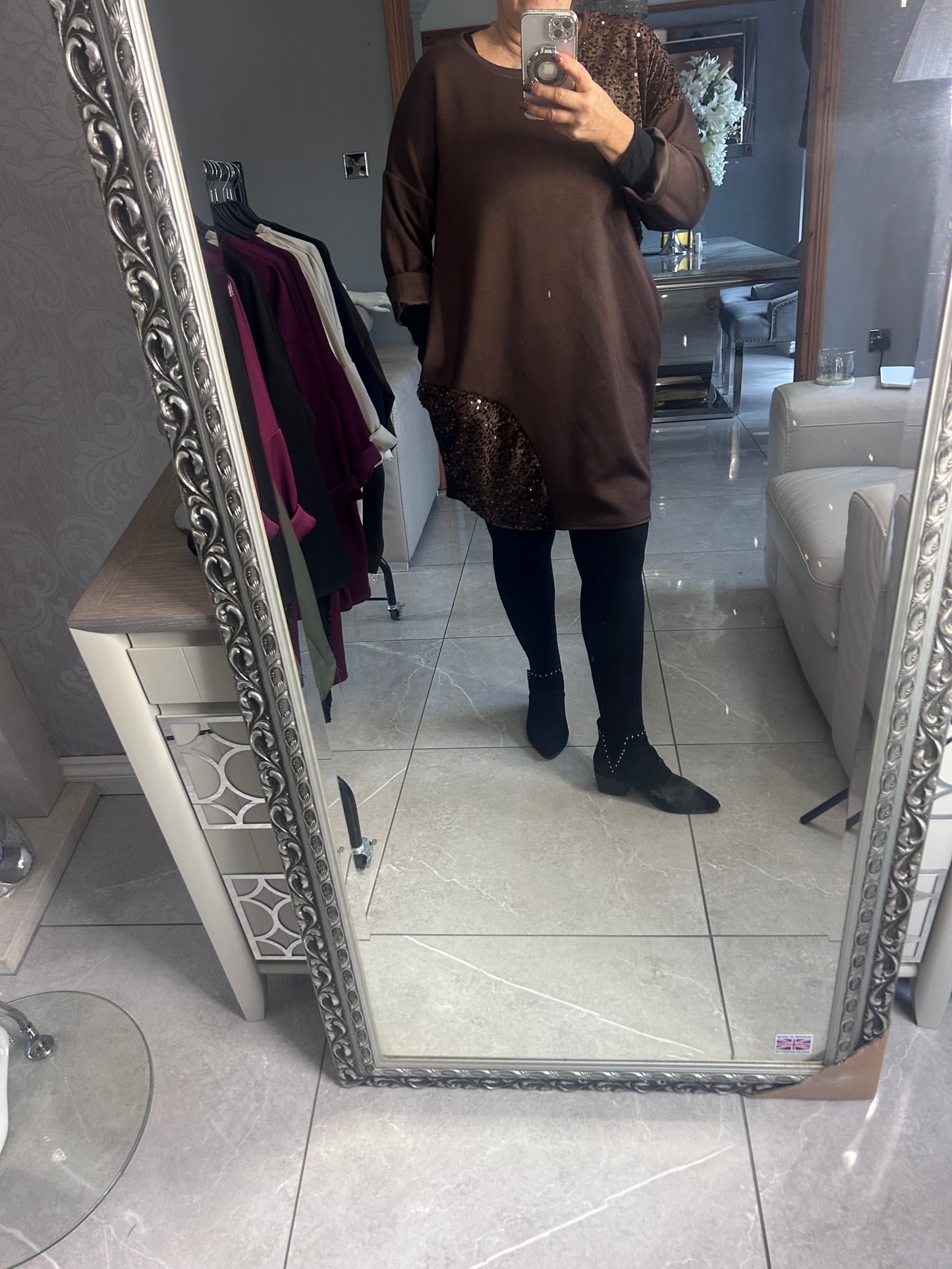 Sassy Sequin Sweater Dress - Italian Made Festive Party Dress