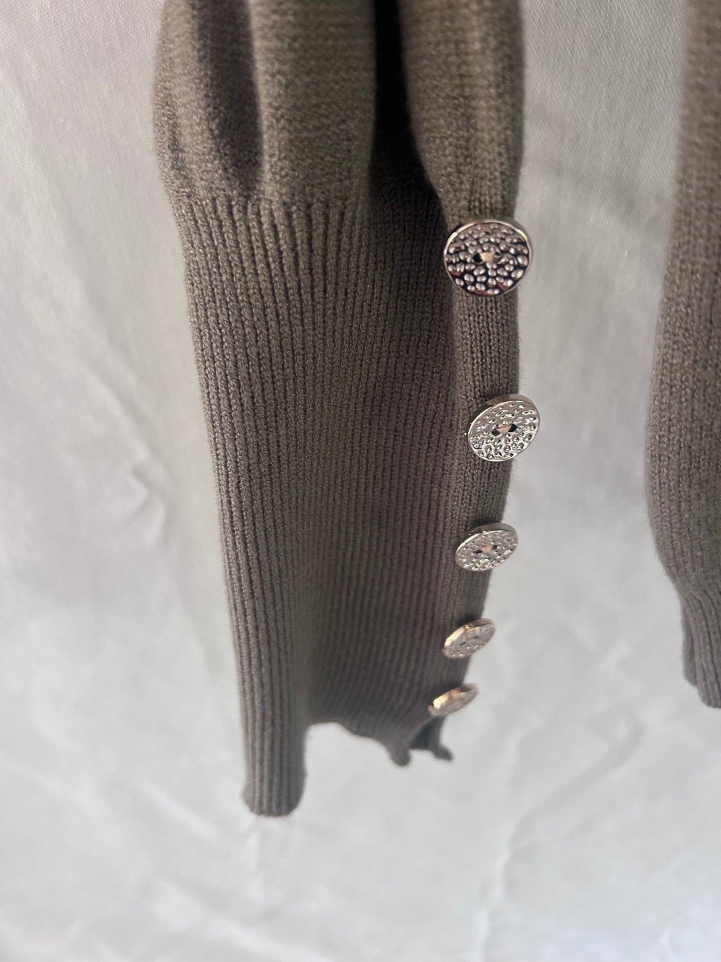 V-Neck Button Cuff Jumper