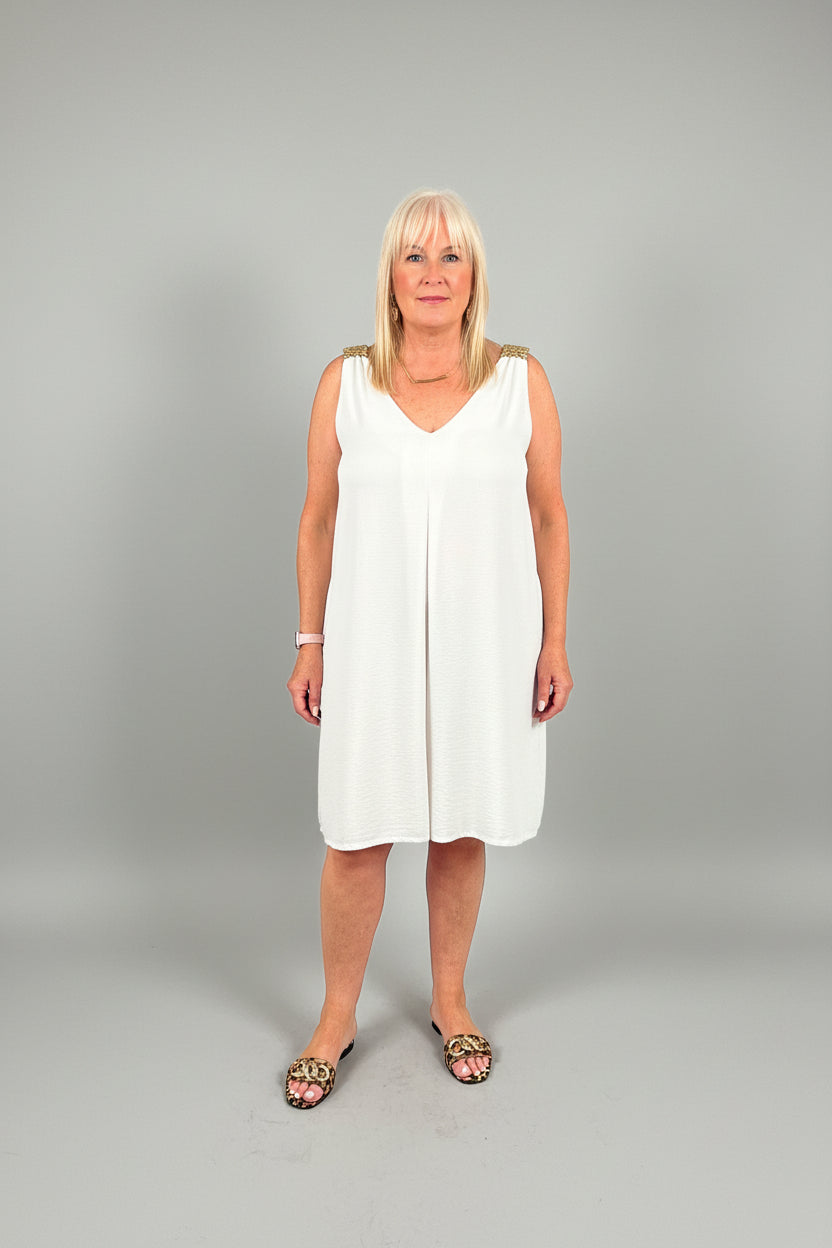 model wearing the white jade playsuit