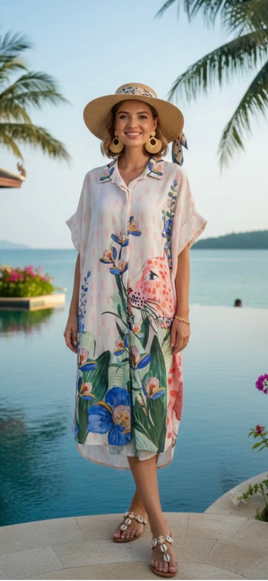 Floral oversized shirt dress