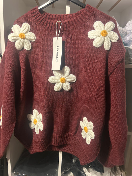 Daisy Embroidery Knitted Jumper - Luzabelle