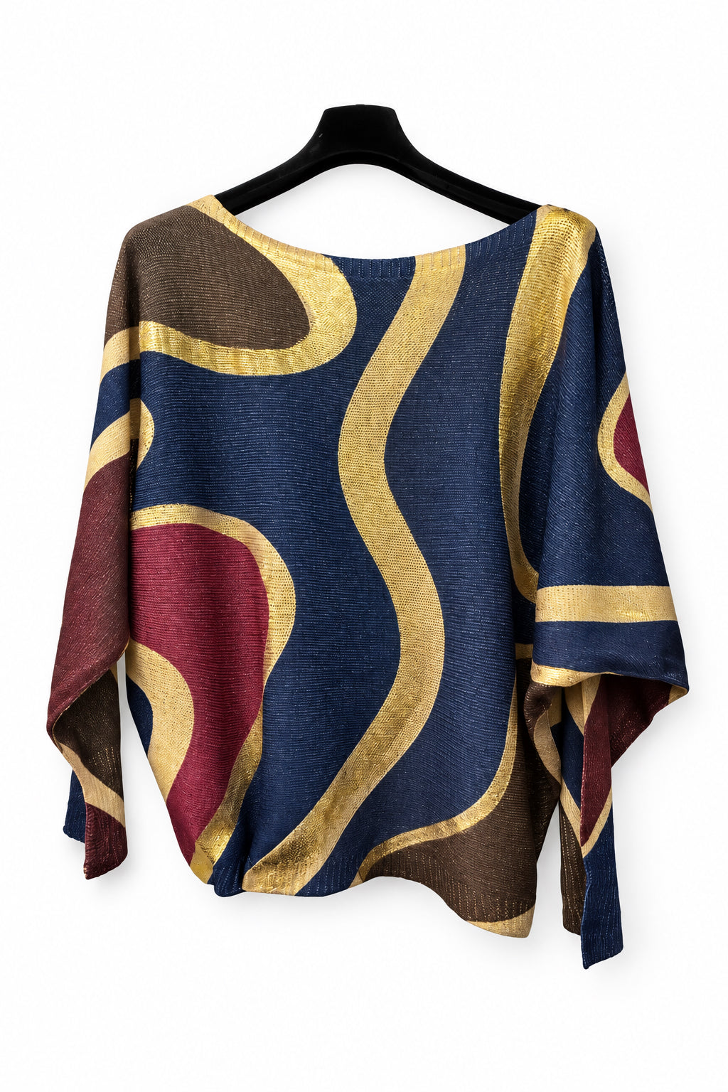 The Amalfi Gold Wave Batwing fine knit Mesh jumper