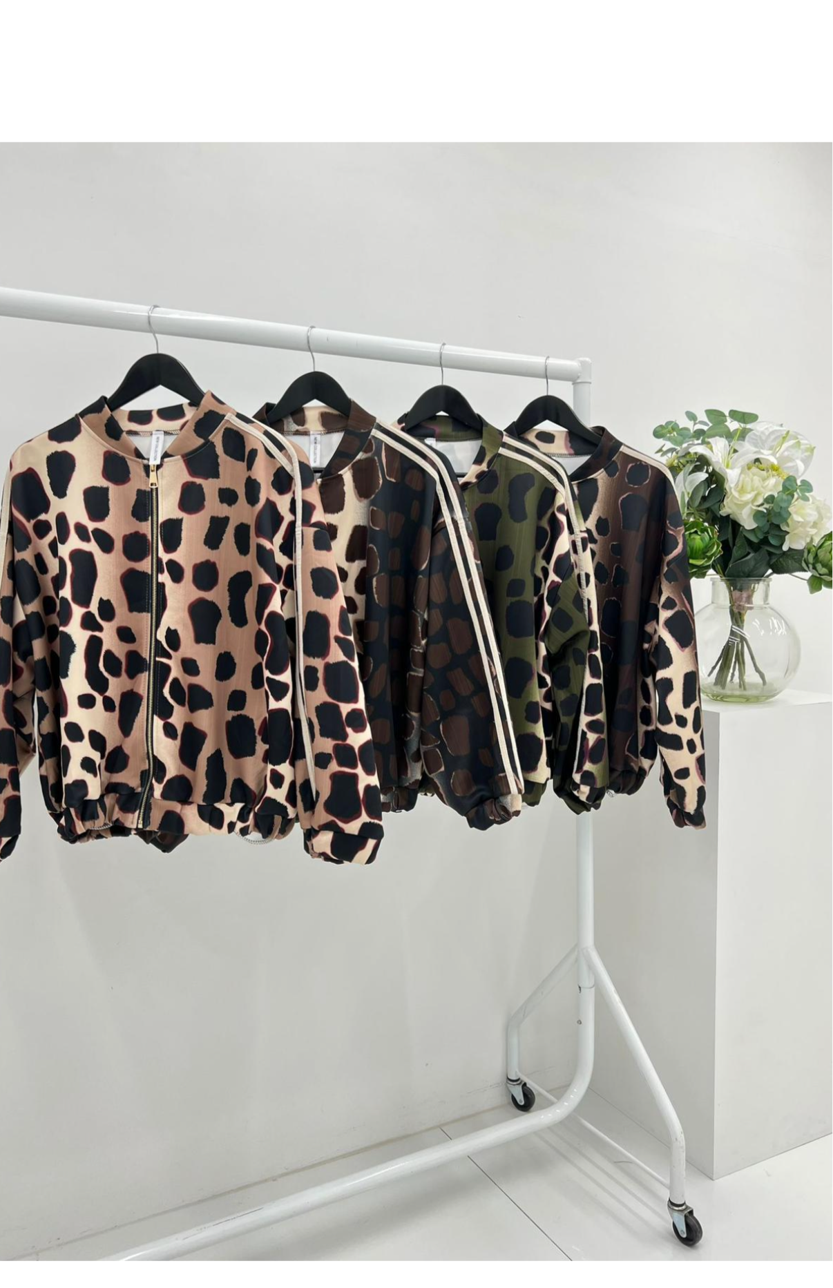 Leopard Print High Neck Bomber