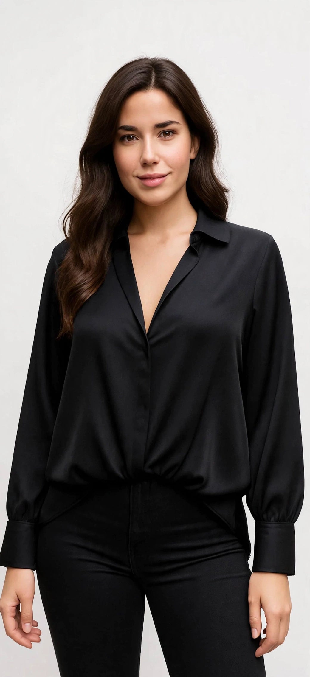 The Milano Bubble Hem Sateen Blouse
