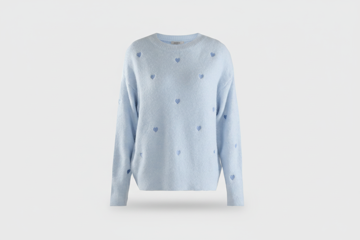 Floral Luxe Jumper - Heart Patch Fluffy Knit